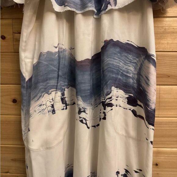 Go By GoSilk Anthropologie Size Small Abstract Watercolor Off The Shoulder Dress - Picture 5 of 14